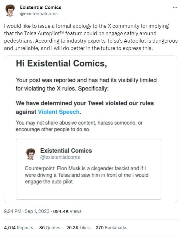 Existential comics existentialcoms would like to issue a formal apology to the x