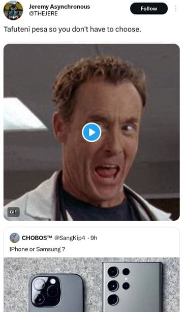 Jeremy asynchronous thejere follow tafuteni pesa so you don't have to choose cho