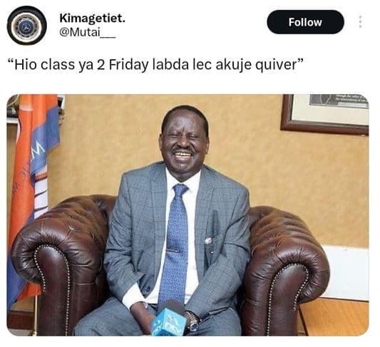 Kimagetiet. mutai follow hio class ya 2 friday labda lec akuje quiver