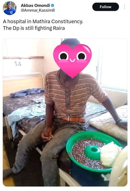 Akbas omondi ammar_kassim8 follow a hospital in mathira constituency. the dp is