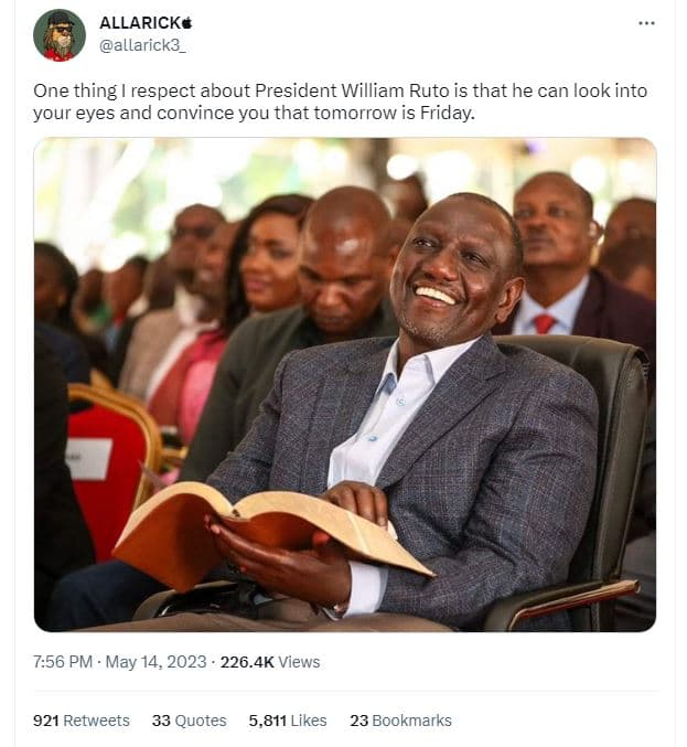 Allarick allarick3_ one thing respect about president william ruto is that he ca