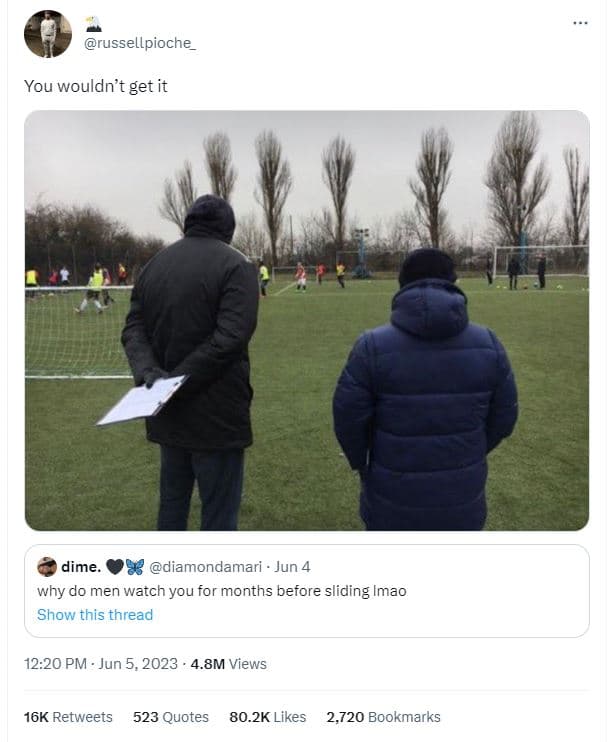 Russellpioche you wouldn't get it dime 83 diamondamari jun 4 why do men watch yo