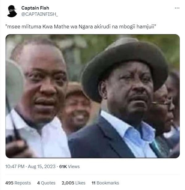 Captain fish captainfish_ msee mlituma kwa mathe wa ngara akirudi na mbogii hamj