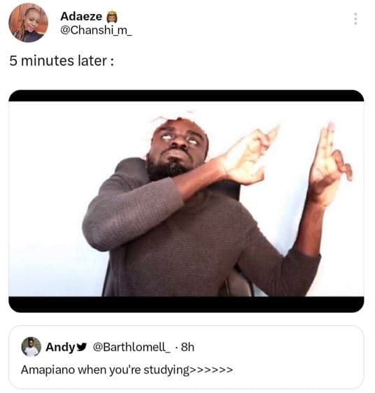 Adaeze chanshi_m 5 minutes later andyy barthlomell 8h amapiano when you're study