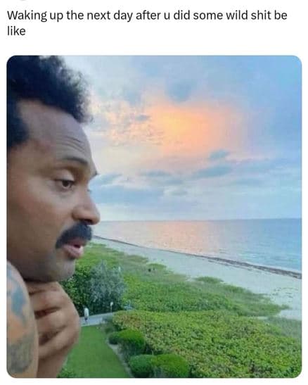 Waking up the next day after u did some wild shit be like