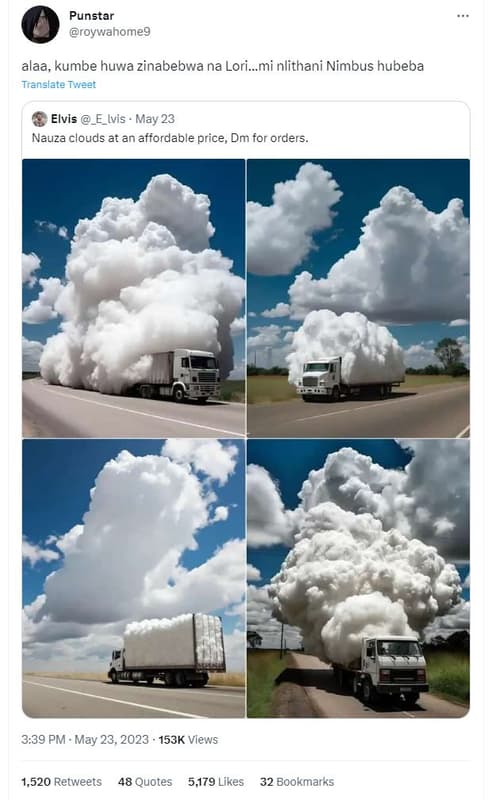 Punstar roywahomeg alaa kumbe huwa zinabebwa na lori_mi nlithani nimbus hubeba t