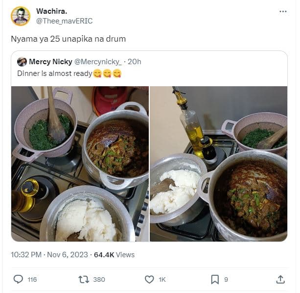 Wachira thee_maveric nyama ya 25 unapika na drum mercy nicky mercynicky_ 20h din