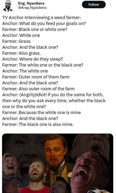 Eng nyasikera arap nyasikera follow tv anchor interviewing weed farmer anchor wh