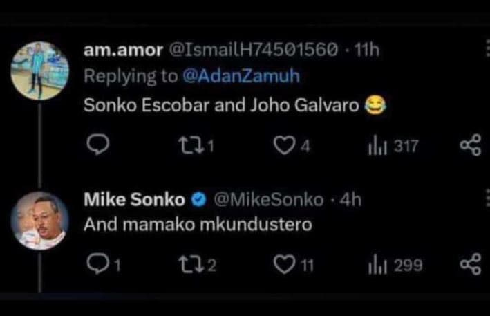 Am.amor ismailh74501560 1h replying to adanzamuh sonko escobar and joho galvaro