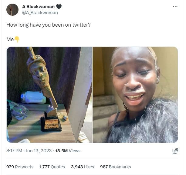 A blackwoman a_blackwoman how long have you been on twitter? me 8.17 pm jun 13,