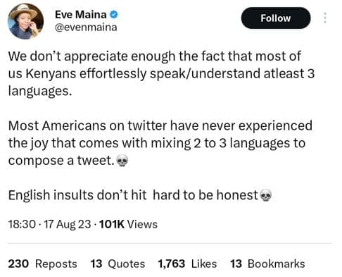 Eve maina evenmaina follow we don't appreciate enough the fact that most of us k