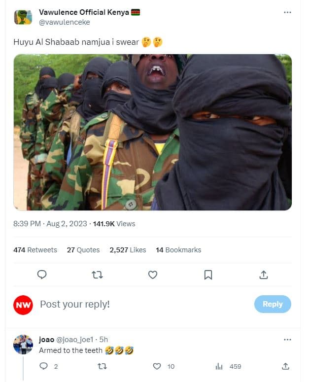 Vawulence official kenya vawulenceke huyu al shabaab namjua swear 8.39 pm . aug