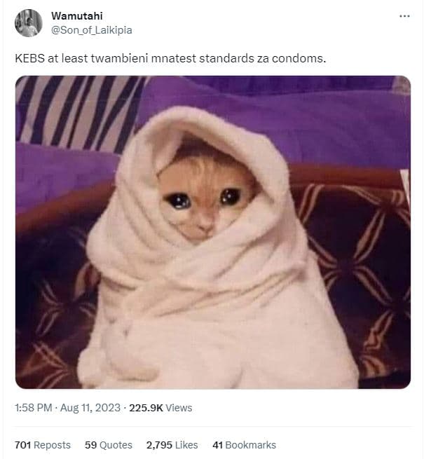 Wamutahi son_of_laikipia kebs at least twambieni mnatest standards za condoms 1.