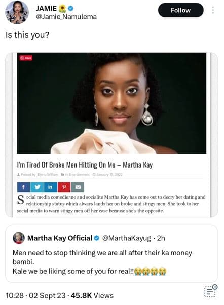 Jamie jamie_namulema follow this you? tm tired of broke men hitting on we martha