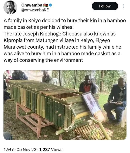 Omwamba omwambake follow a family in keiyo decided to bury their kin in a bamboo