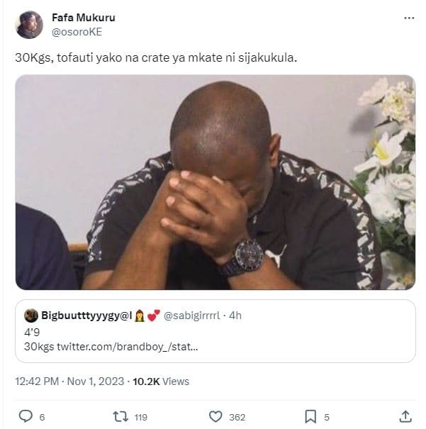 Fafa mukuru osoroke 3okgs, tofauti yako na crate ya mkate ni sijakukula _ bigbuu