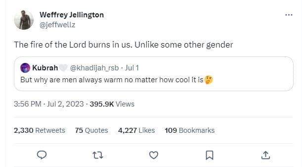 Weffrey jellington jeffwellz the fire of the lord burns in us. unlike some other