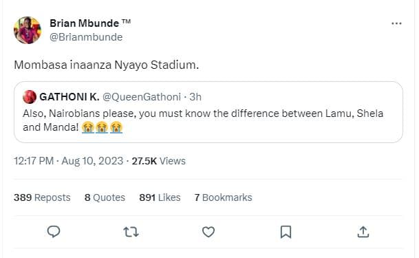 Brian mbunde tm brianmbunde mombasa inaanza nyayo stadium. gathoni k. queengatho