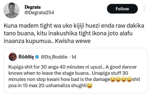 Degrata degrata254 follow kuna madem tight wa uko kijiji huezi enda raw dakika t
