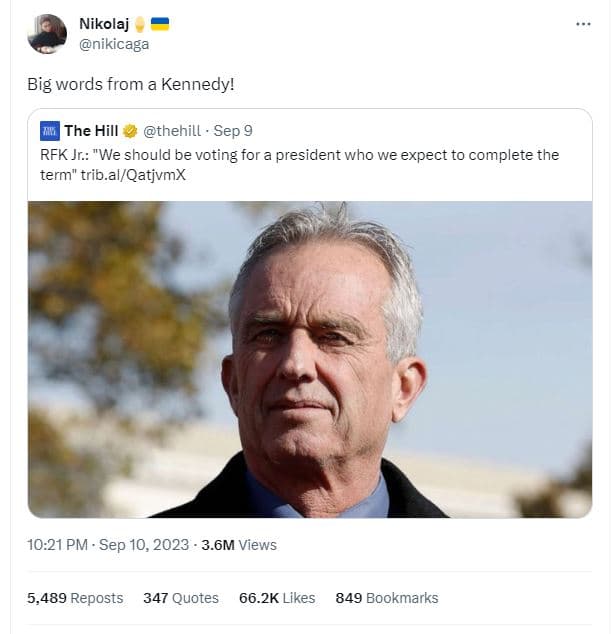 Nikolaj nikicaga big words from a kennedy! the hill thehill . sep 9 rfk jr we sh