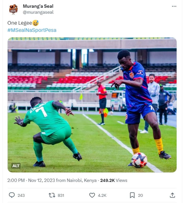 Murang'a seal murangaseal one legee msealnasportpesa alt 200 pm nov 12, from nai