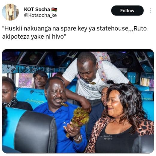 Kot socha kotsocha_ke follow 'huskii nakuanga na spare key ya statehouse,,,ruto