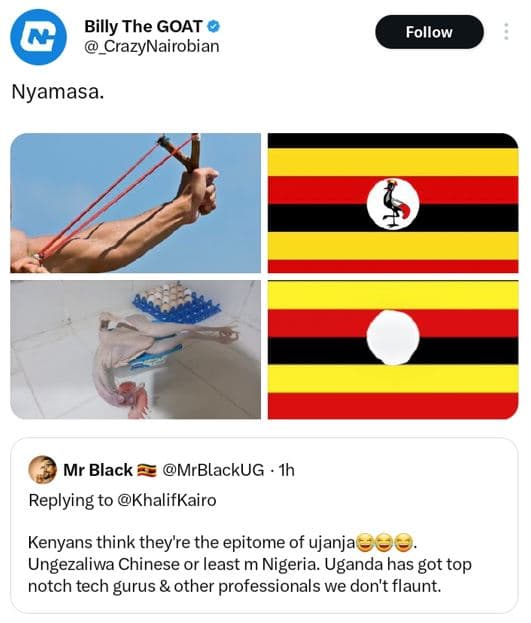 Billy the goat crazynairobian follow nyamasa. mr black mrblackug 1h replying to