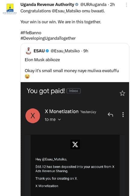 Uganda revenue authority urauganda congratulations esau_matsiko omu bwaati. your