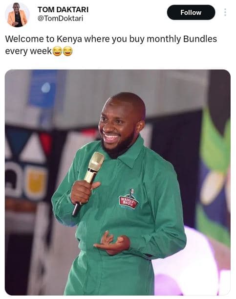 Tom daktari tomdoktari follow welcome to kenya where you buy monthly bundles eve