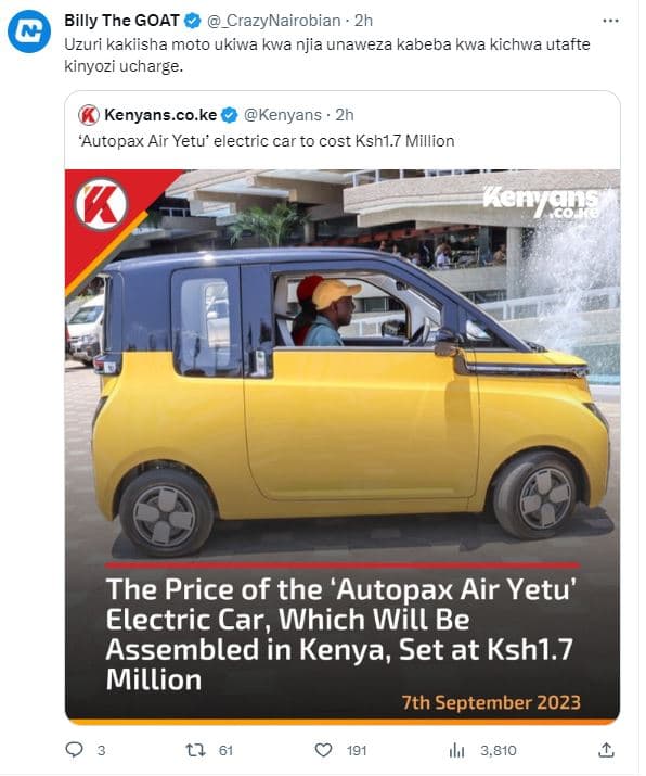 Billy the goat crazynairobian uzuri kakiisha moto ukiwa kwa njia unaweza kabeba