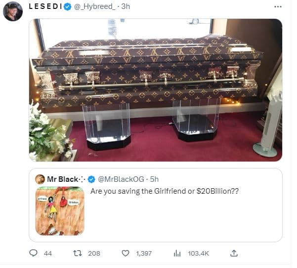 Lesedi _hybreed_ 3h mr black' mrblackog . 5h are you saving the girlfriend or s2