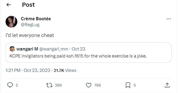 Post crème bootée reglug id let everyone cheat wangari m wangari_mm oct 23 kcpe