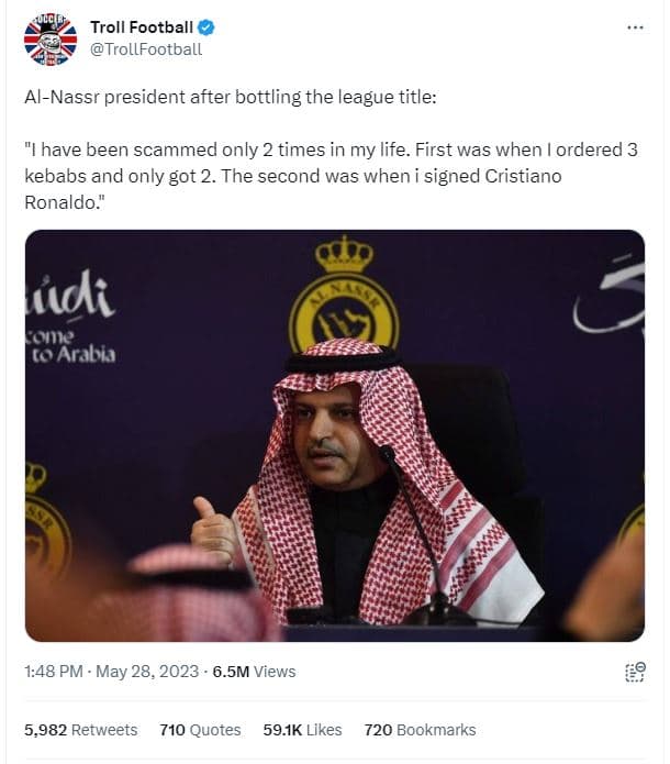 Troll football trollfootball alnassr president after bottling the league title i