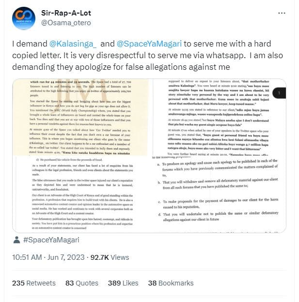 Sirrapalot osama_otero demand kalasinga and spaceyamagari to serve me with a har