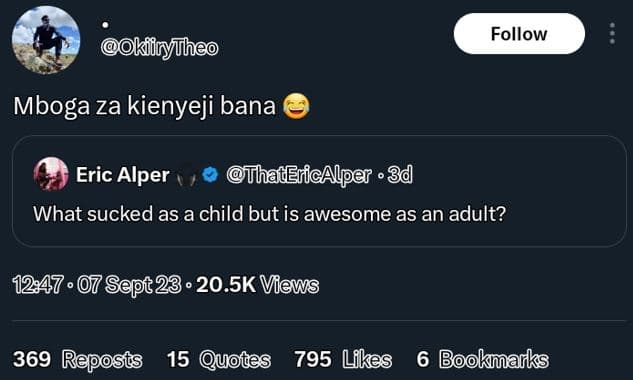 Follow kiinyuheo mboga za kienyeji bana eric alper thatericalper 3q what sucked