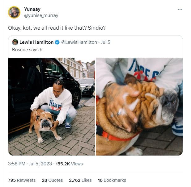 Yunaay yunise_murray okay kot, we all read it like that? sindio? lewis hamilton