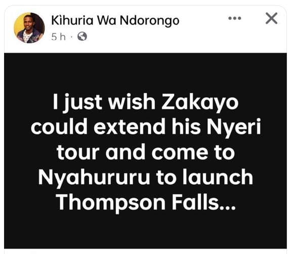 Kihuria wa ndorongo 5 h ijust wish zakayo could extend his nyeri tour and come t