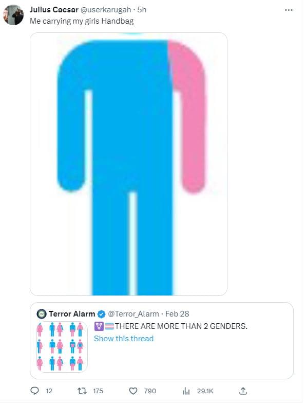 Julius caesar userkarugah 5h me carrying my girls handbag terror alarm terror_al