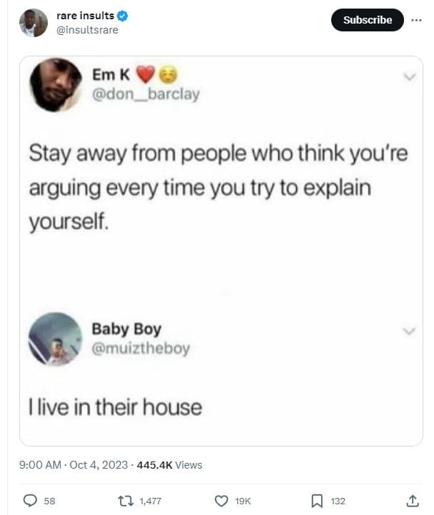 Rare insults insultsrare subscribe em k don barclay stay away from people who th