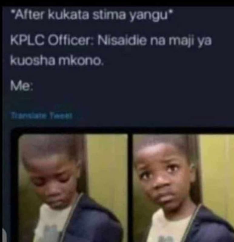 'alter kukata slima yangu kplc otficer nisaidle na maji ya kuoshamkono me