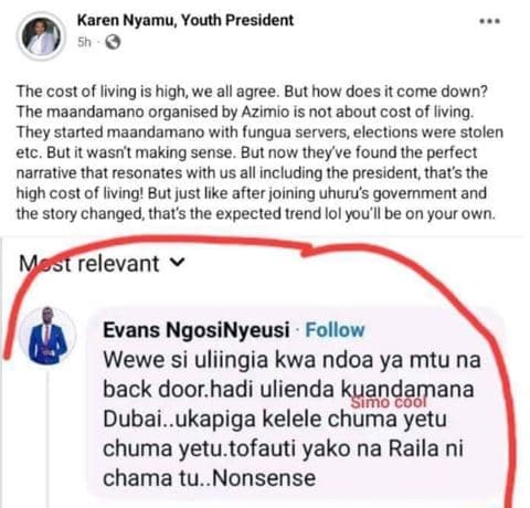 Karen nyamu, youth president the cost of living is high, we all agree but how do