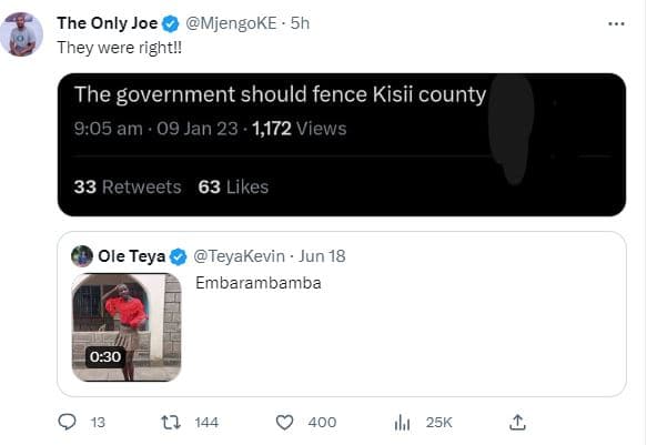 The only joe mjengoke 5h they were rightl! the government should fence kisii cou