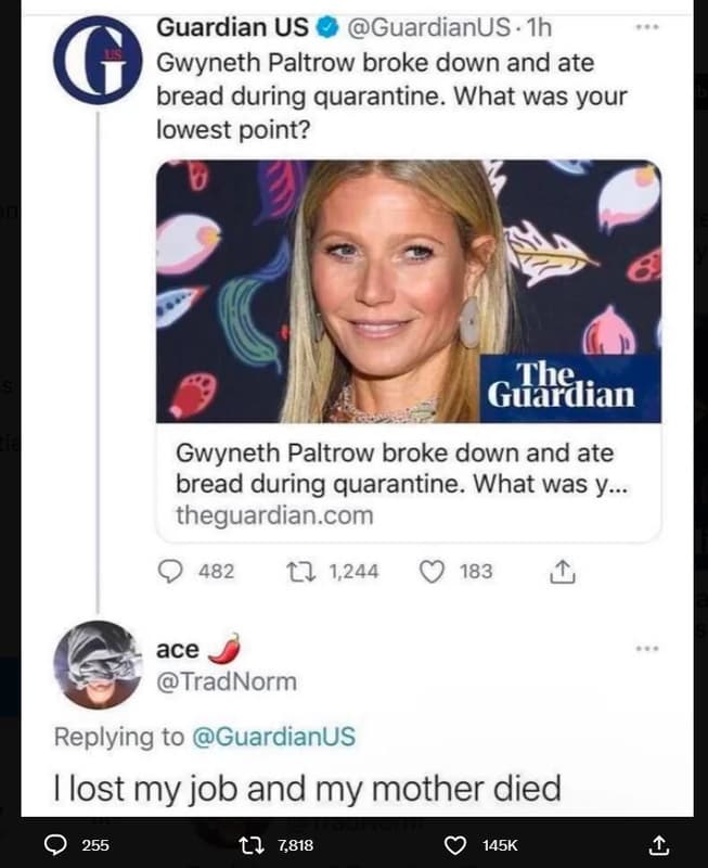 Guardian us guardianus . ih gwyneth paltrow broke down and ate bread during quar