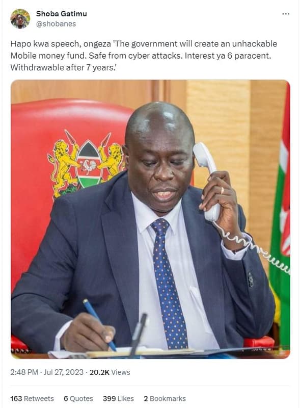 Shoba gatimu shobanes hapo kwa speech ongeza 'the government will create an unha