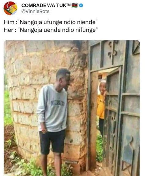 Comrade wa tuktm vinnierots him 'nangoja ufunge ndio niende her 'nangoja uende n