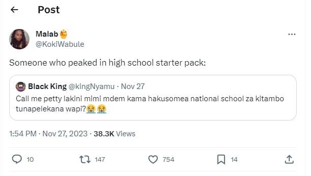 Post malab kokiwabule someone who peaked in high school starter pack black king