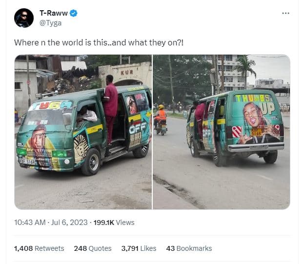 Traww tyga where n the world is this_and what they on?! iumes 10.43 am jul 6, 19