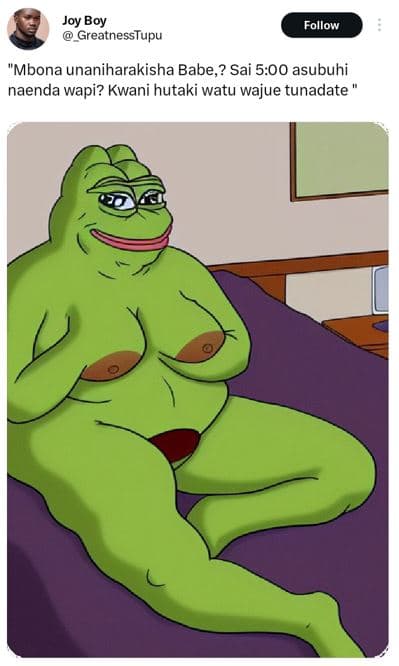 Joy boy greatnesstupu follow mbona unaniharakisha babe, ? sai 5.00 asubuhi naend