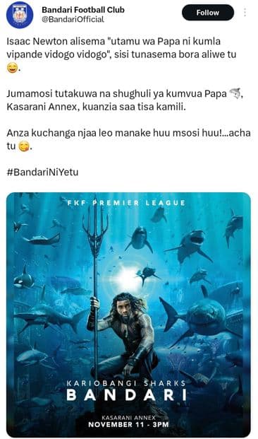 Bandari football club bandariofficial follow isaac newton alisema utamu wa papa