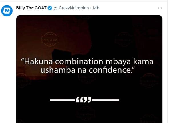 Billy the goat crazynairobian 14h hakuna combination mbaya kama ushamba na confi
